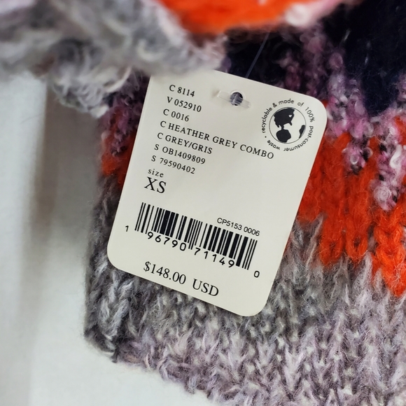 NWT FREE PEOPLE Home For The Holidays Sweater / Heather Grey Combo - Picture 8 of 12